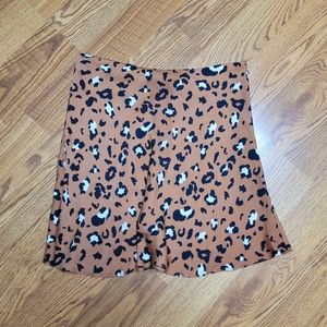 Urban Outfitters Leopard Print Swingy Satin Mini Skirt Size M